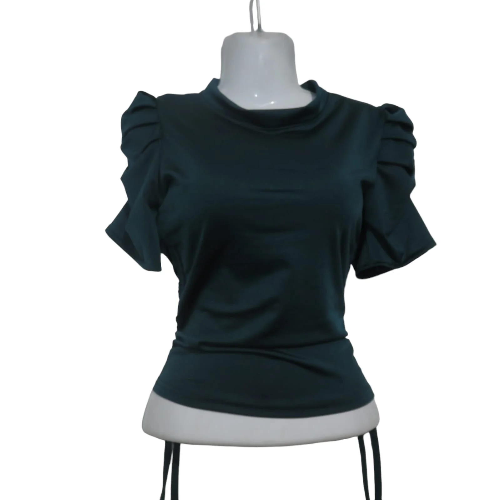 Blusa verde de satín manga corta