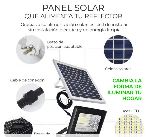 Reflector LED 40W Con Panel Solar  3