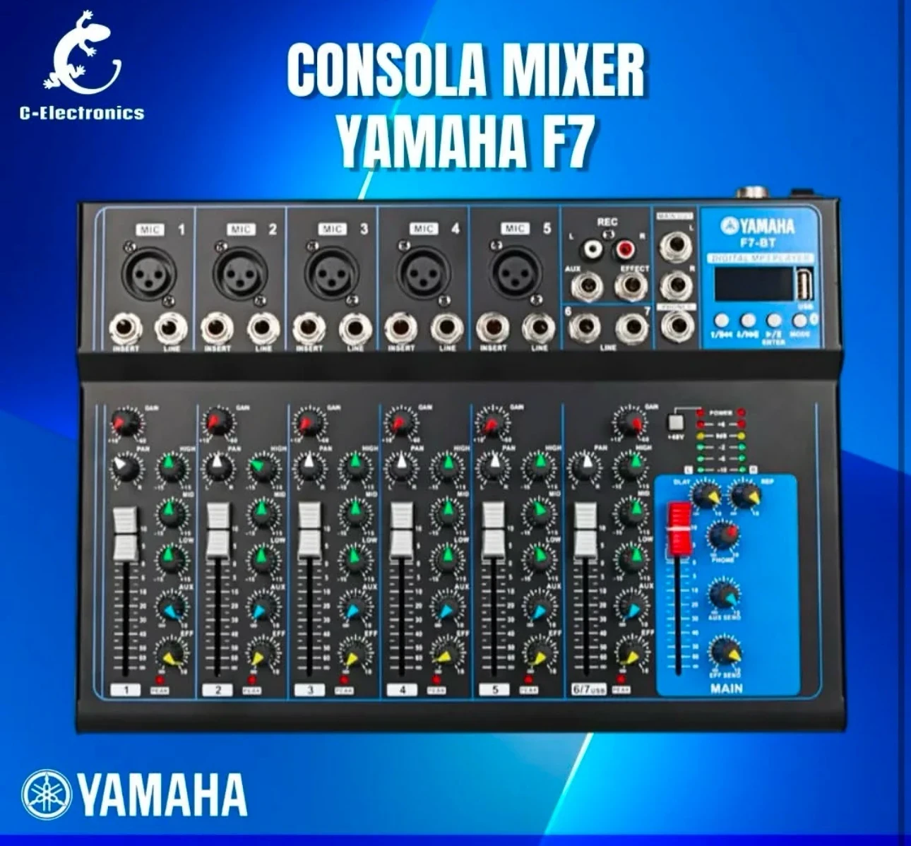 Mesa de mezclas Yamaha F7 con USB y Bluetooth de 7 canales