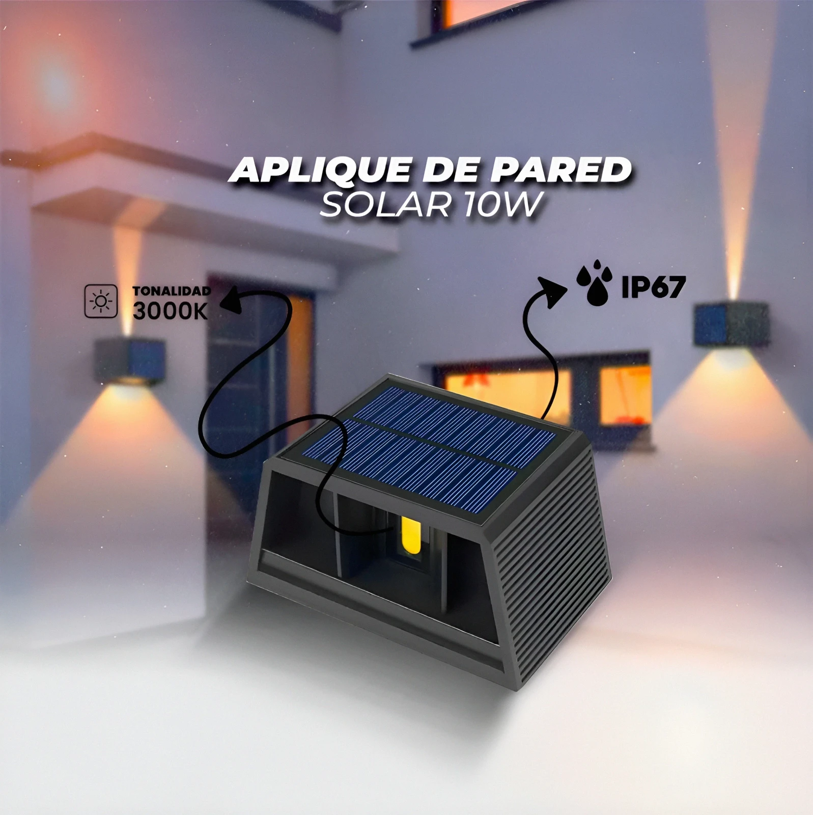 APLIQUE PARED LED SOLAR REGULABLE 10W 