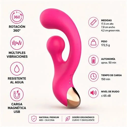 Vibrador Punto G Aura One Con Rotación 360° Y Carga Magnética 17,5 Cm 4