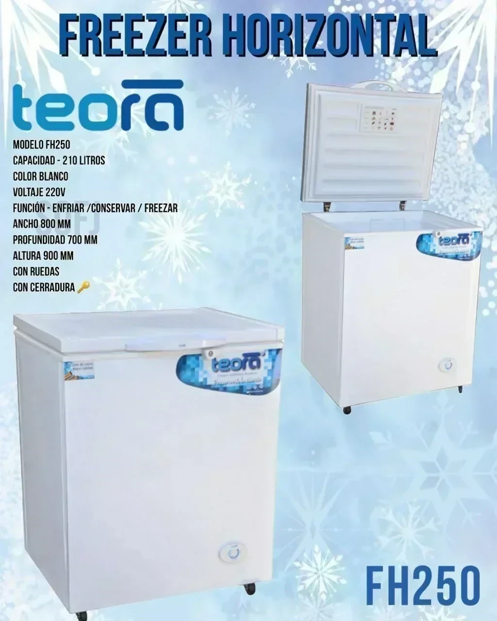 Freezer Teora fh250 230lts 