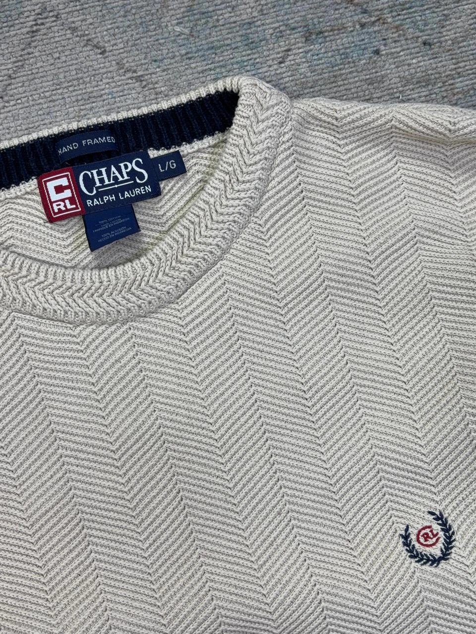 CHAPS RALPH LAUREN VINTAGE HERRINGBONE CREWNECK SWEATER 3