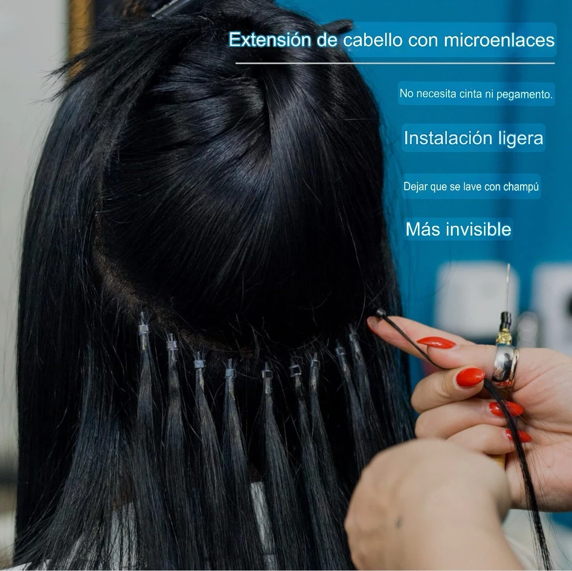 1000pcs Micro Link Beads 0.197 in para extensiones de cabello, herramienta de extensiones de cabello de anillos forrados de silicona 2