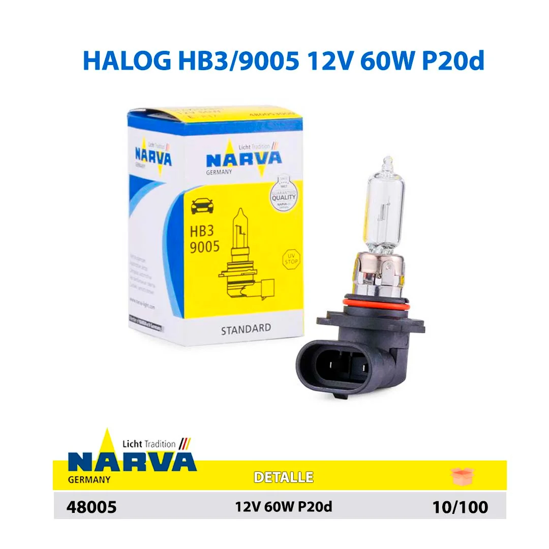  HALOGENO HB3/9005 12V 60W P20d