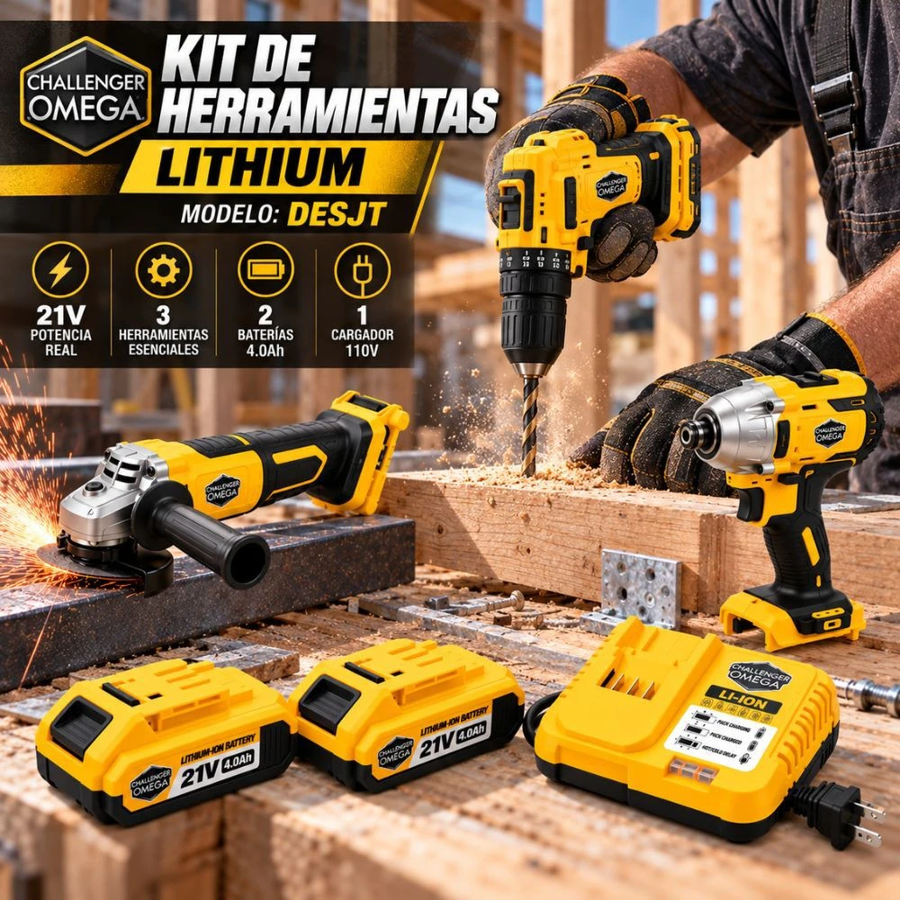  ¡KIT TALADRO, ESMERIL Y PISTOLA DE IMPACTO! 🔨