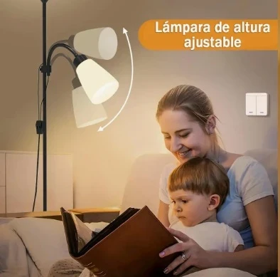 Lampara De Pie Doble Luz Lectura Y Ambiente Flexible 3