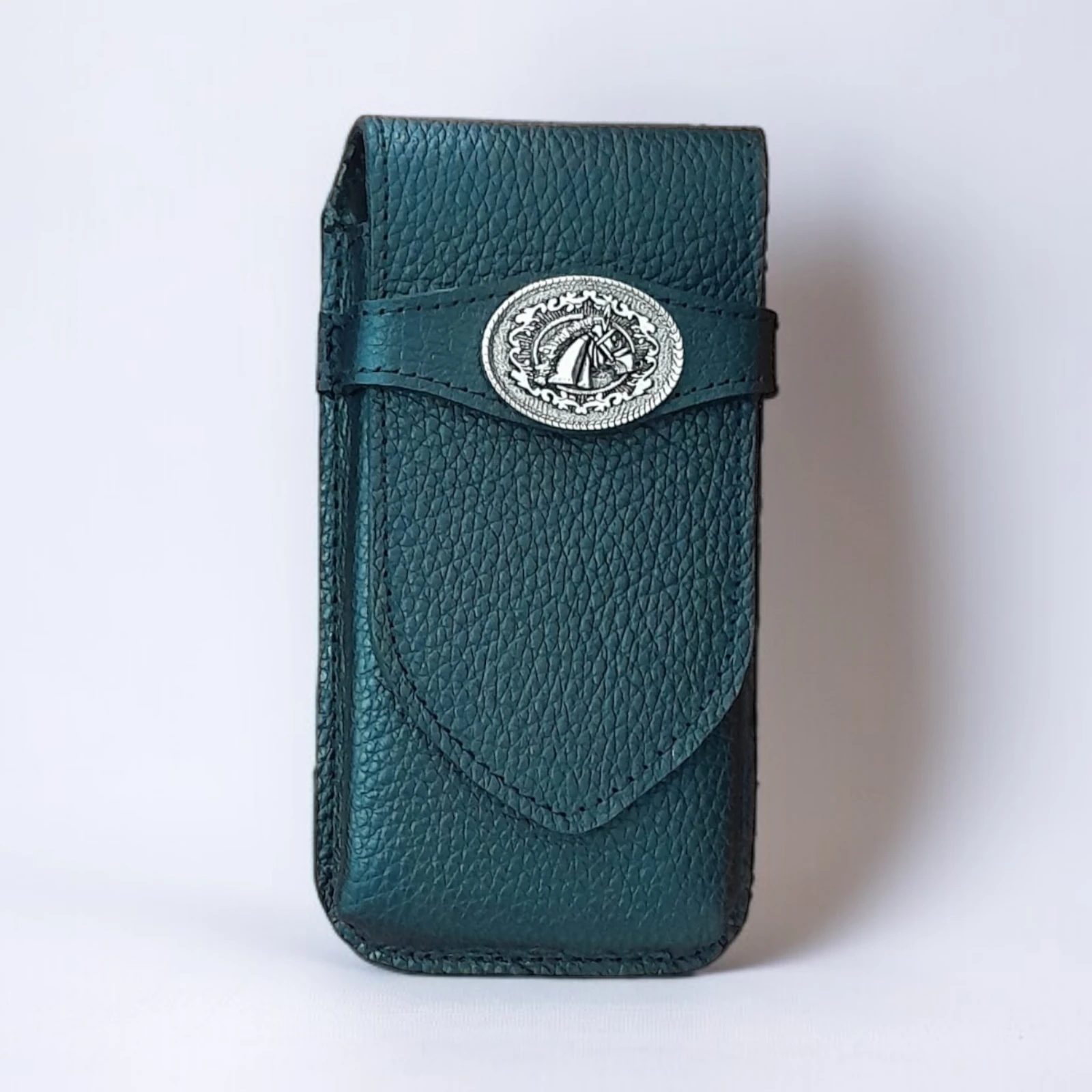 Estuche de Lujo para Teléfono: Cuero Genuino Negro croshkid