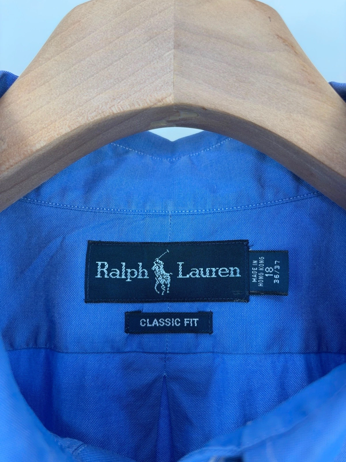 Camisa Polo Ralph Lauren Classic Fit Algodón Azul detalle en foto poco notorio  3