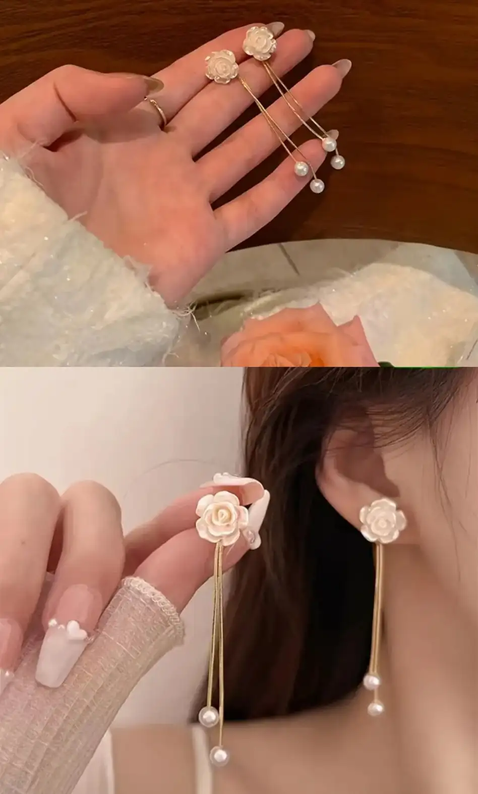 Aretes flor de camelia