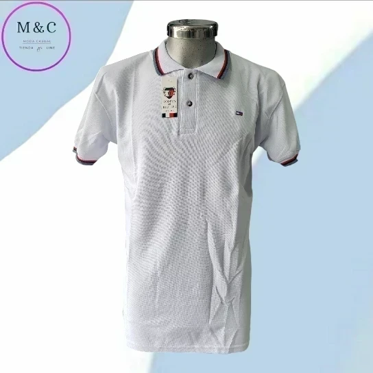 Playera Polo Talla G diseño en cuello y mangas 6