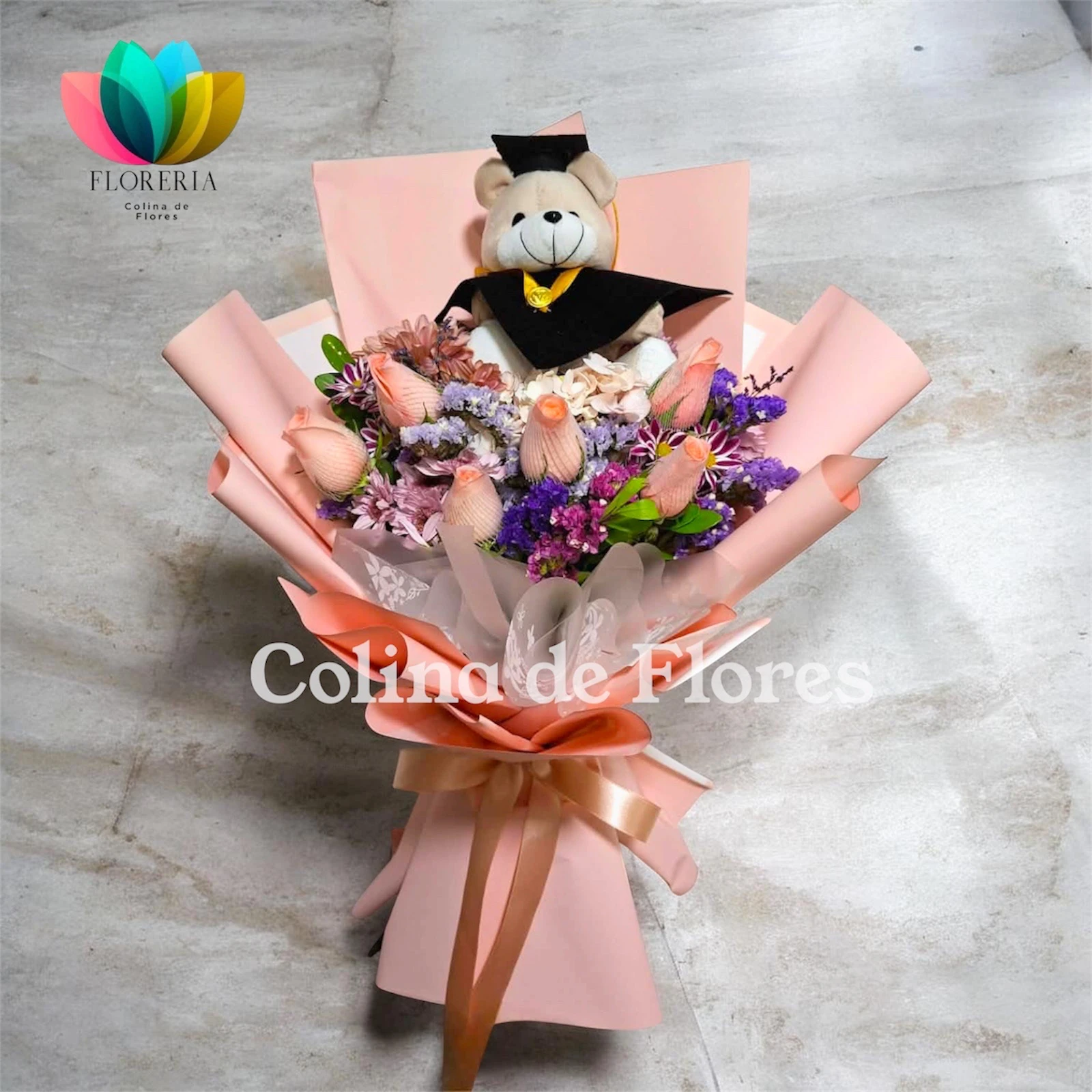 Rosas y margaritas + peluche 