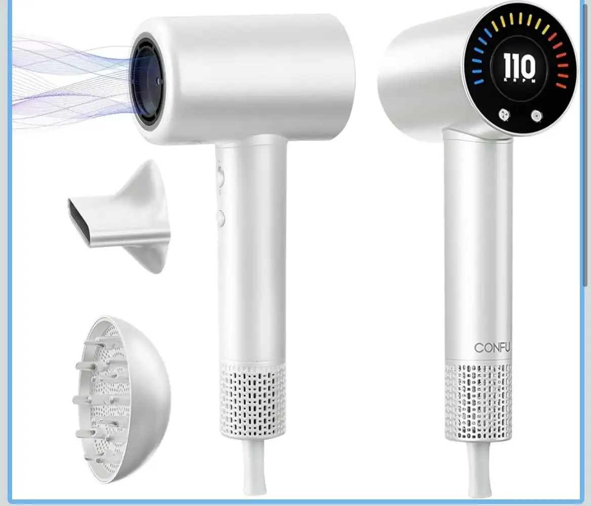 Secador de Pelo de Secado Rápido de 110000 RPM con Difusor Magnético y Concentrador, Secador de Pelo Iónico Profesional Ligero