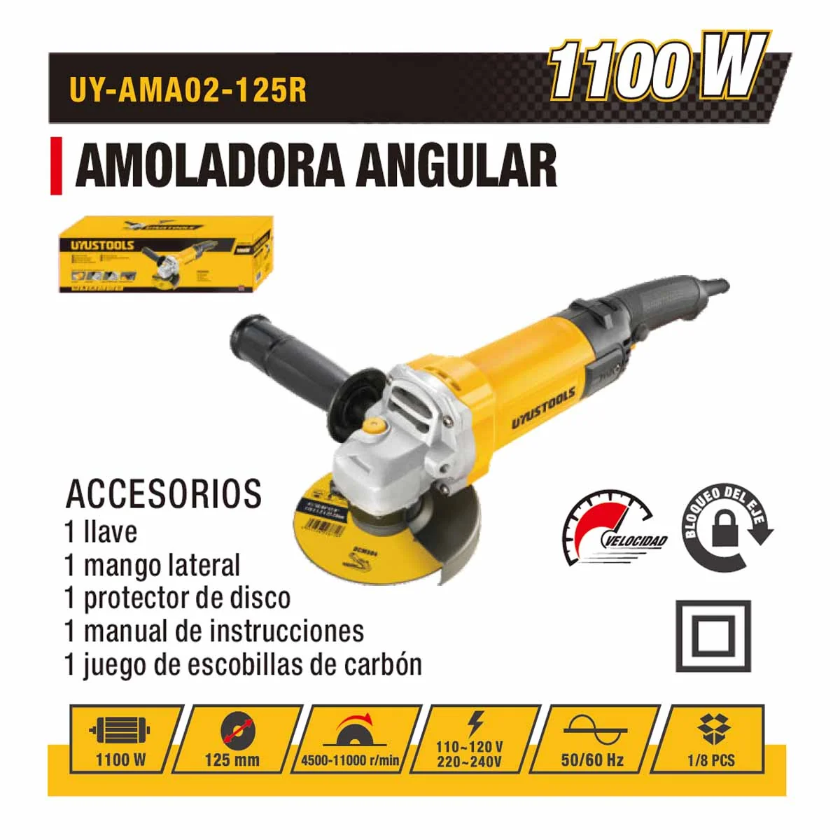 AMOLADORA UYUST C/Regulador 5" 125 MM-1100W