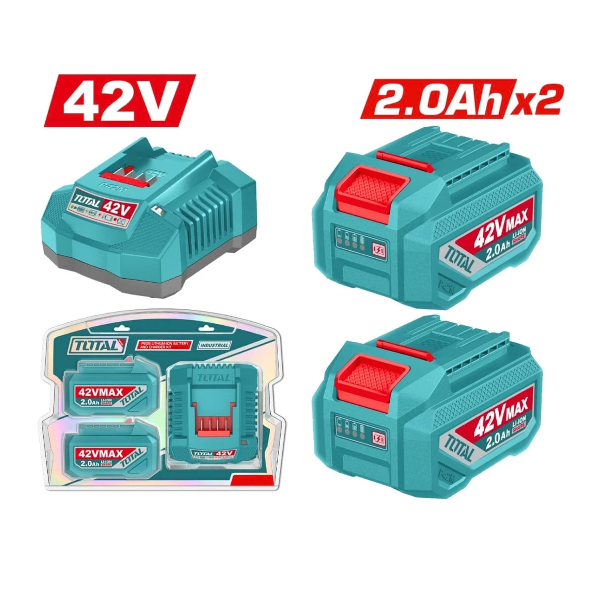 Combo de 2 batería 2.0 amp + cargador rápido 42v total SKU: TFBCPM20221