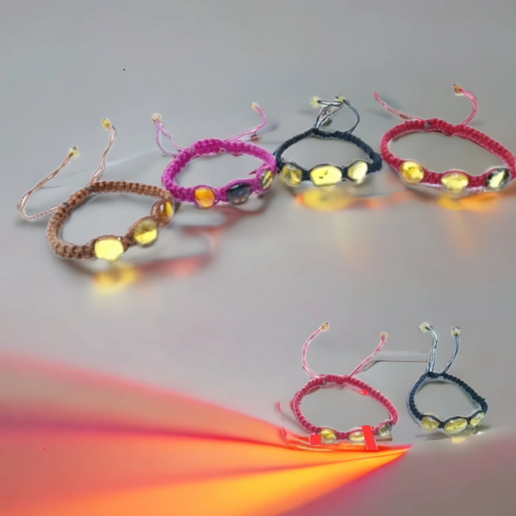 Pulseras tejidas 3 piezas ámbar