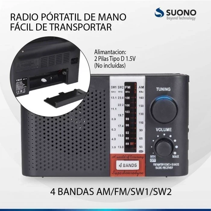 RADIO PORTÁTIL DUAL SUONO AM/FM 3