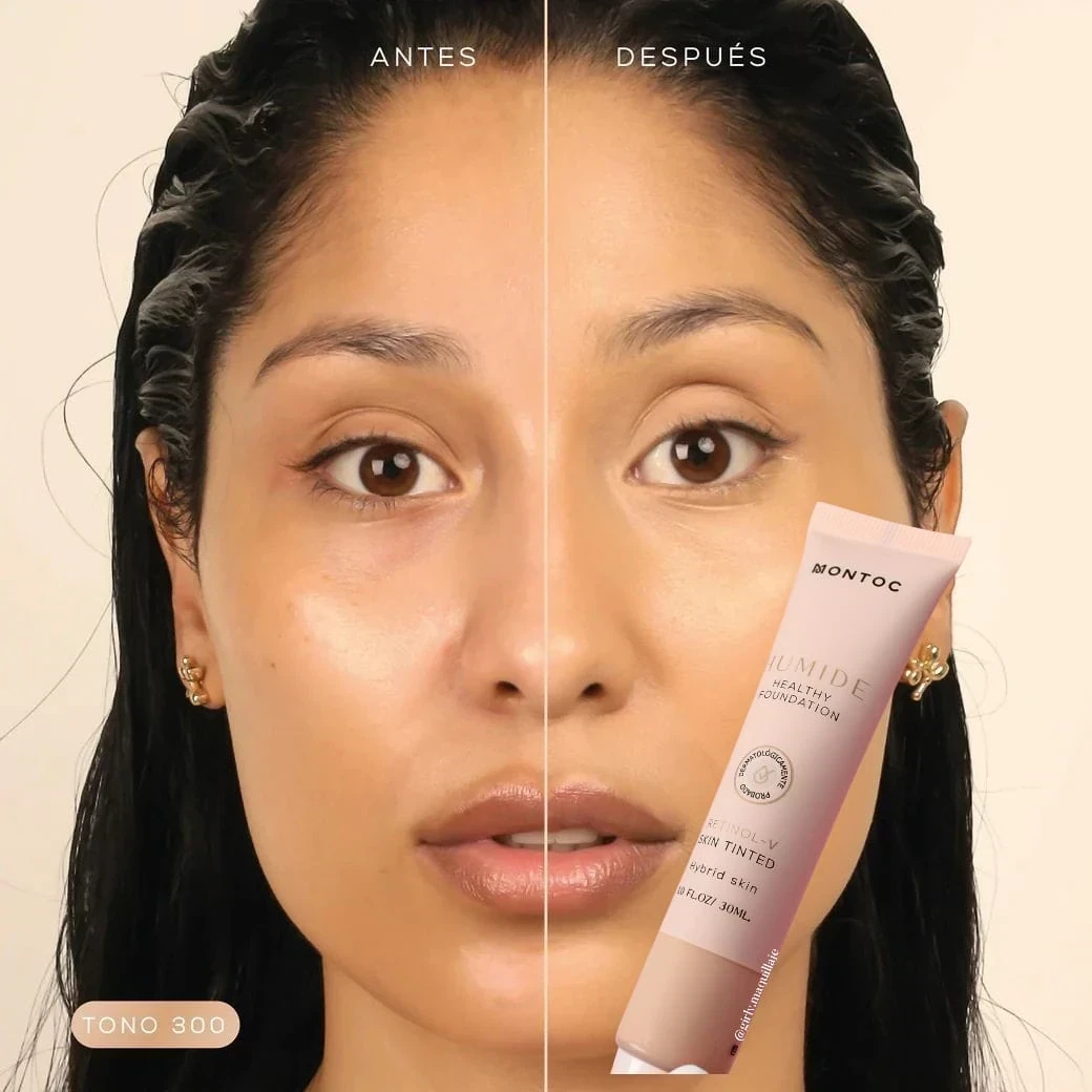 montoc base liquida hibrida humide skin tono 300