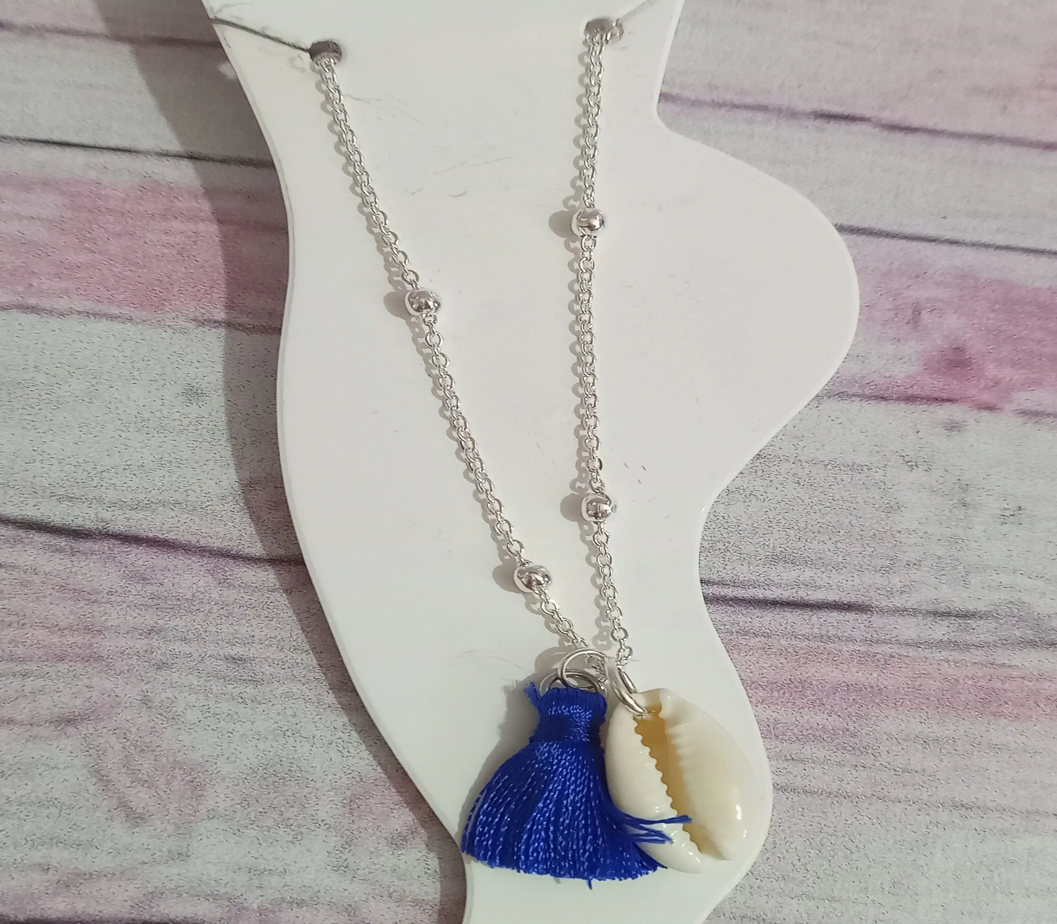 Tobillera con caracol y borla 📿 azul 🌊🌊