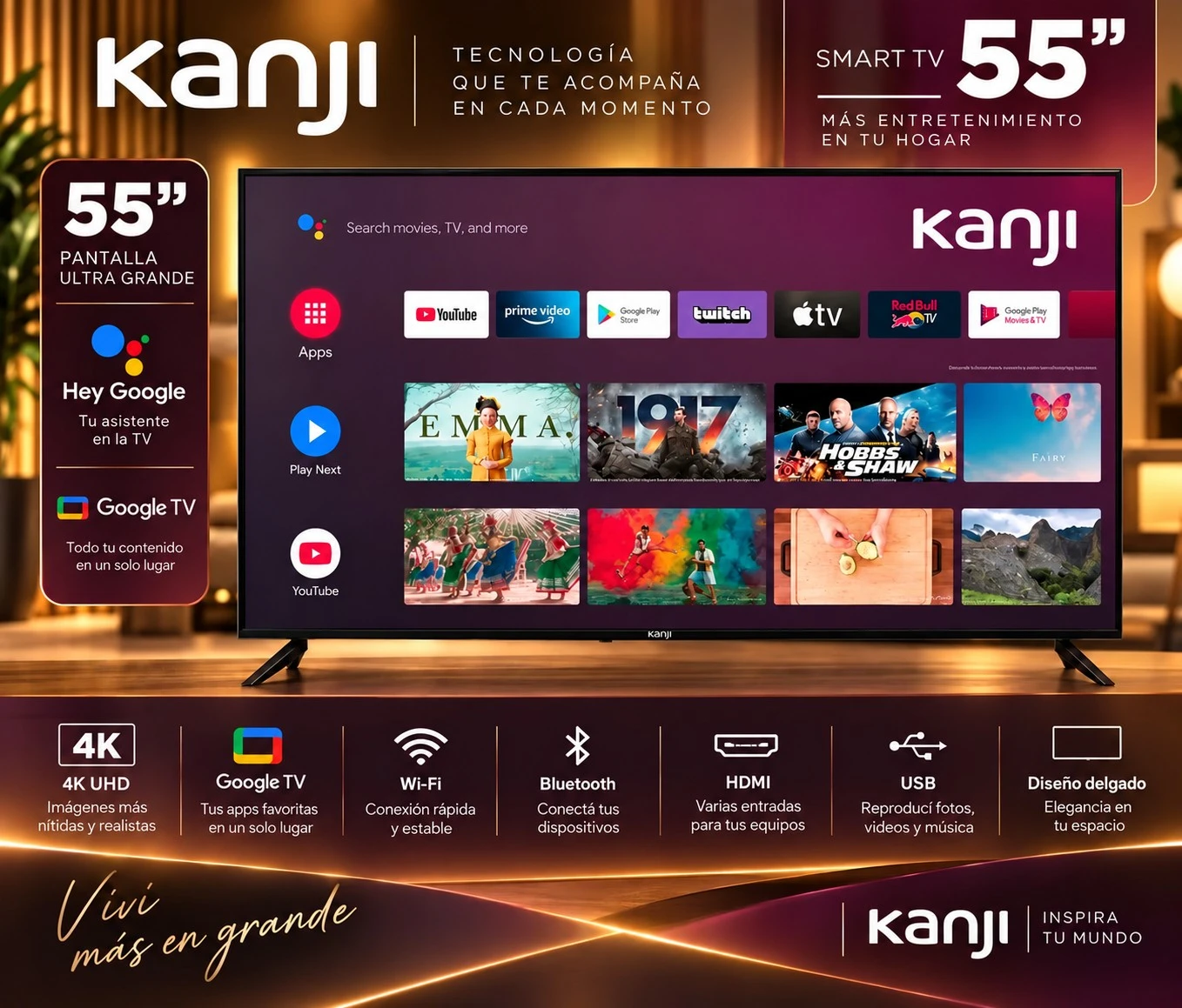 SMART TV KANJI 55 QLED 4K CONSULTAR DISPONIBILIDAD CON EL VENDEDOR