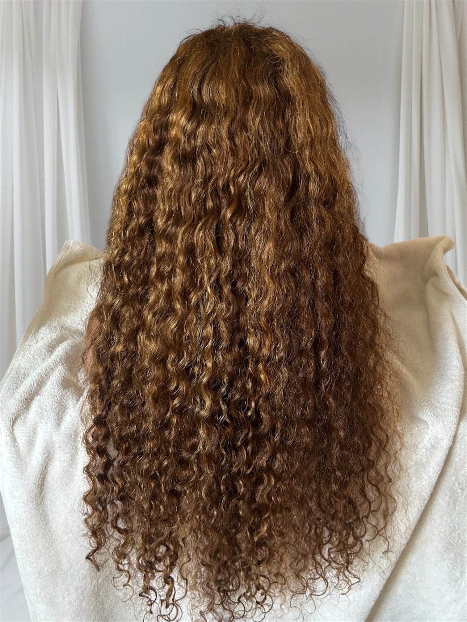 Pelucas de cabello humano  Rizada de 30” con encaje frontal de 13x4 30 pulgadas, color 4/27, peluca frontal de encaje HD, densidad del 180%,  3