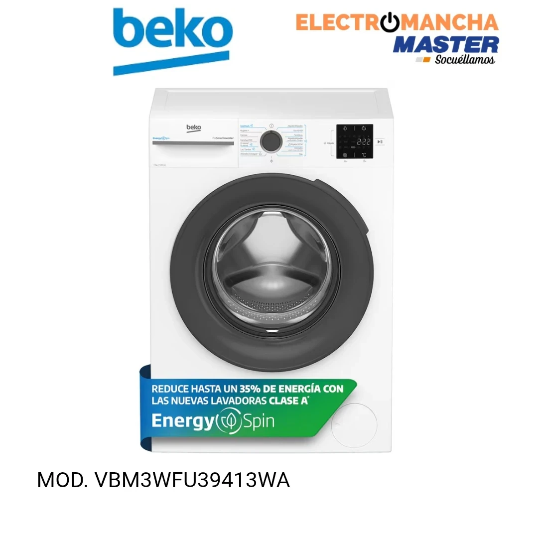 LAVADORA BEKO VBM3WFT39413WA 9 KILOS 1400 RPM. A 3
