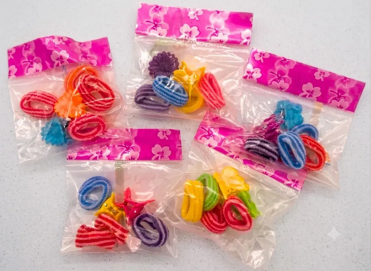 Set 6 piezas colitas de tela con hebillas 