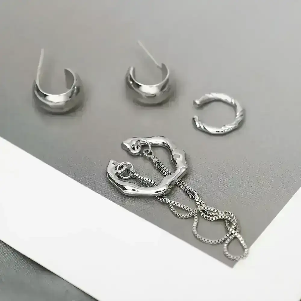 Set x4 Aretes Kiw Plateados REF: J01 3