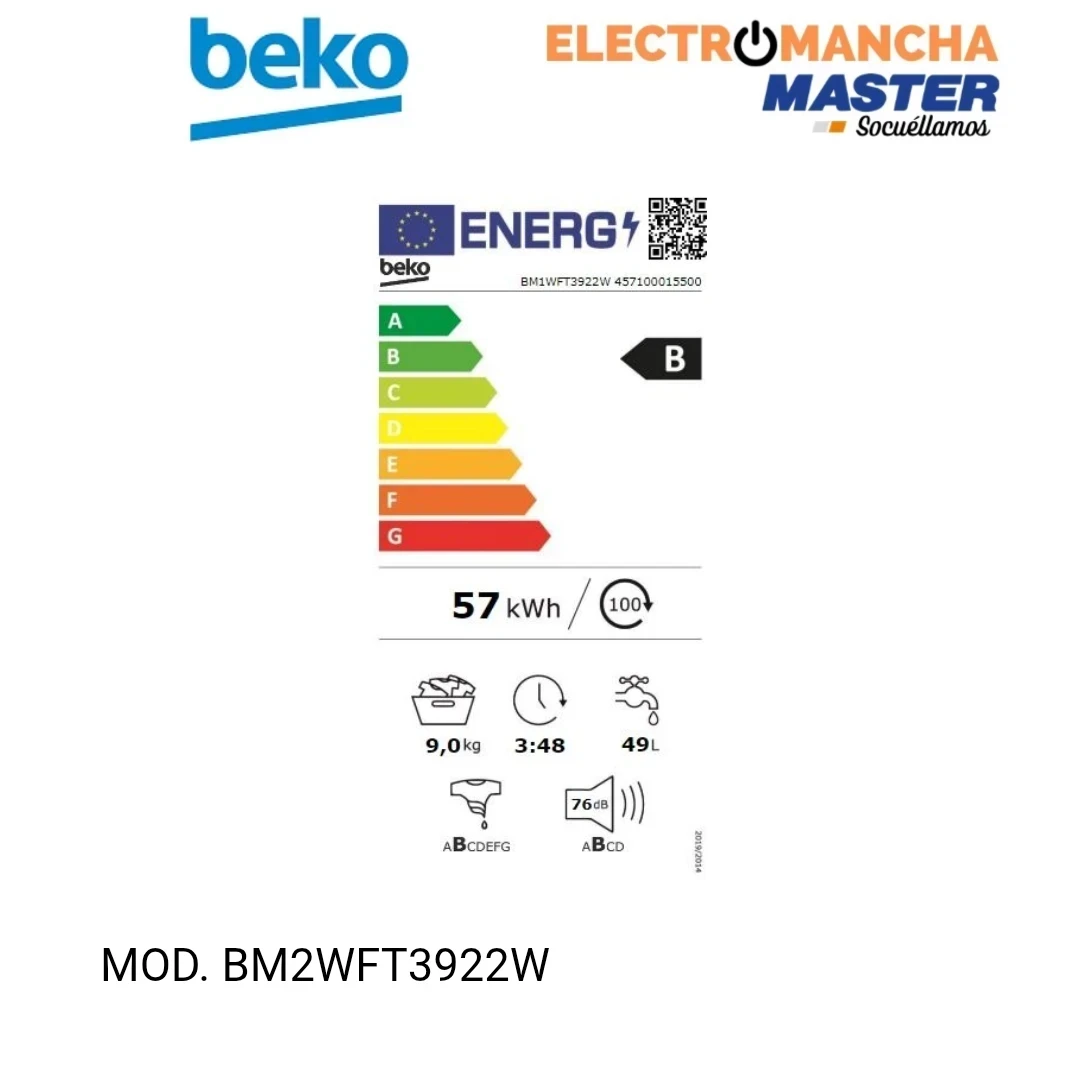 LAVADORA BEKO BM1WFT3922W 9 KILOS 1200 RPM B 3