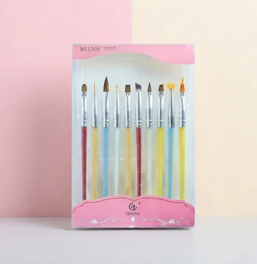 Set 10 Pinceles para Diseños de Uñas marca Gratia