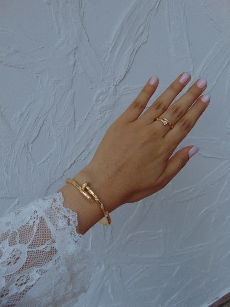 PULSERA + ANILLO RODIO DOR CLAVO MICROCIRCONES