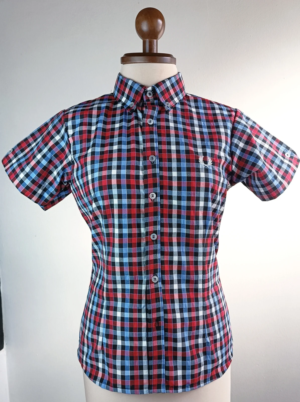 Camisa cuadros rojo con azul  2