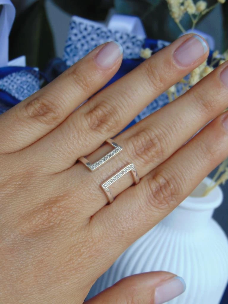 ANILLO PLATA LEY 925 GRUESO 2 LINEAS MITAD AJUSTABLE 