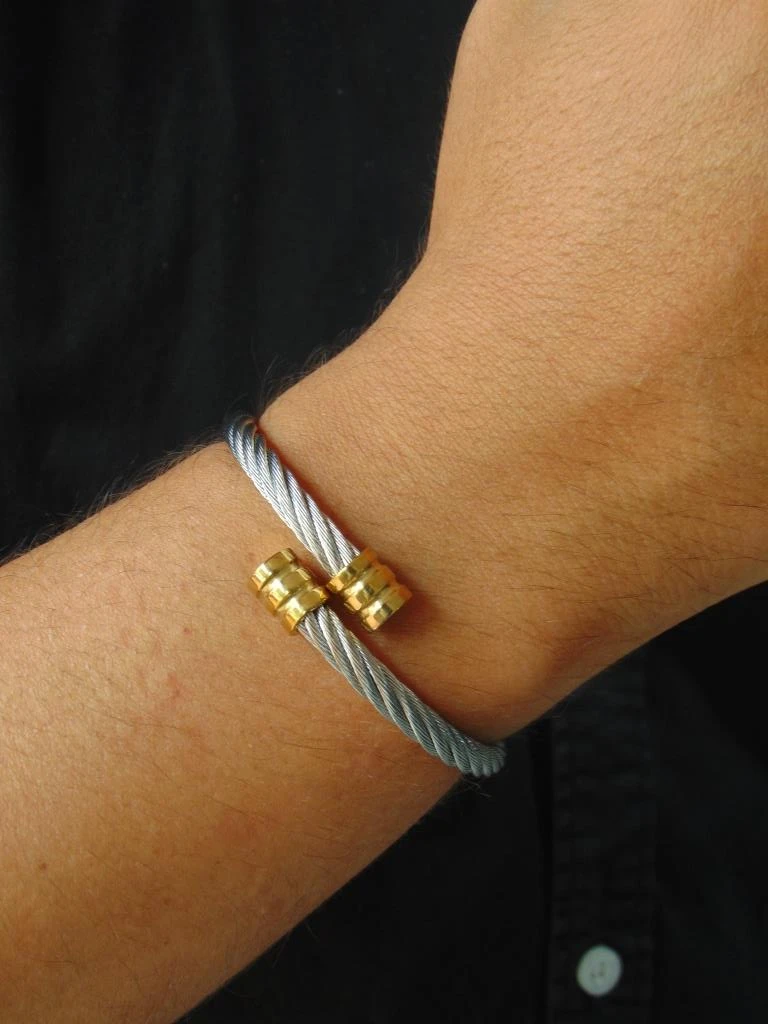 PULSERA ACERO DOR HOMBRE ARO GUAYA PLATE