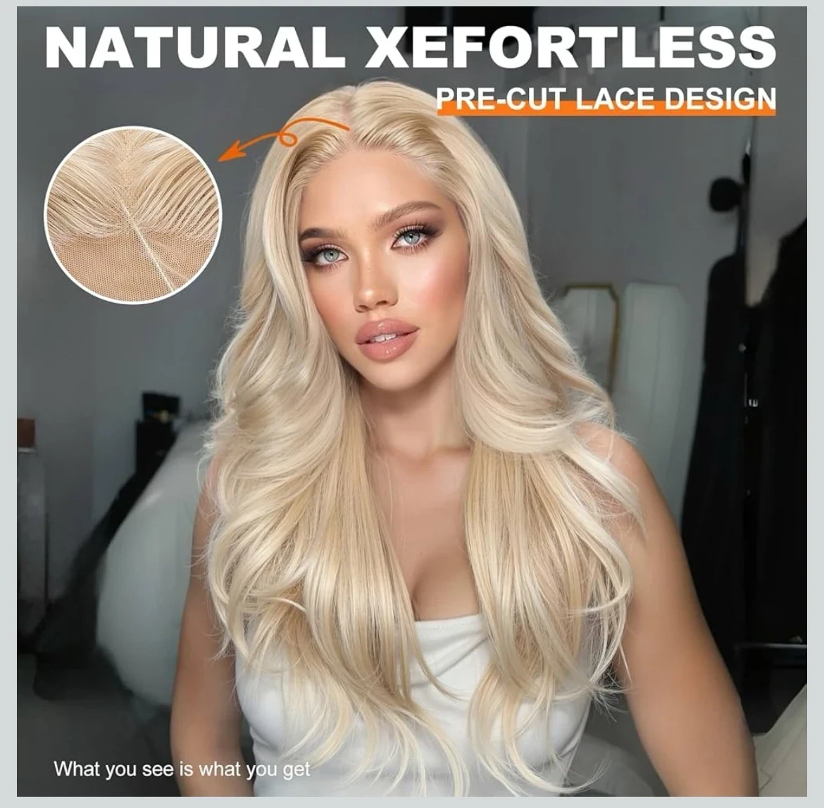 Peluca rubia Semi natural con encaje frontal, 13 x 4 HD, encaje en capas, ondulado, sin pegamento, para mujer, uso diario, 26 pulgadas 2