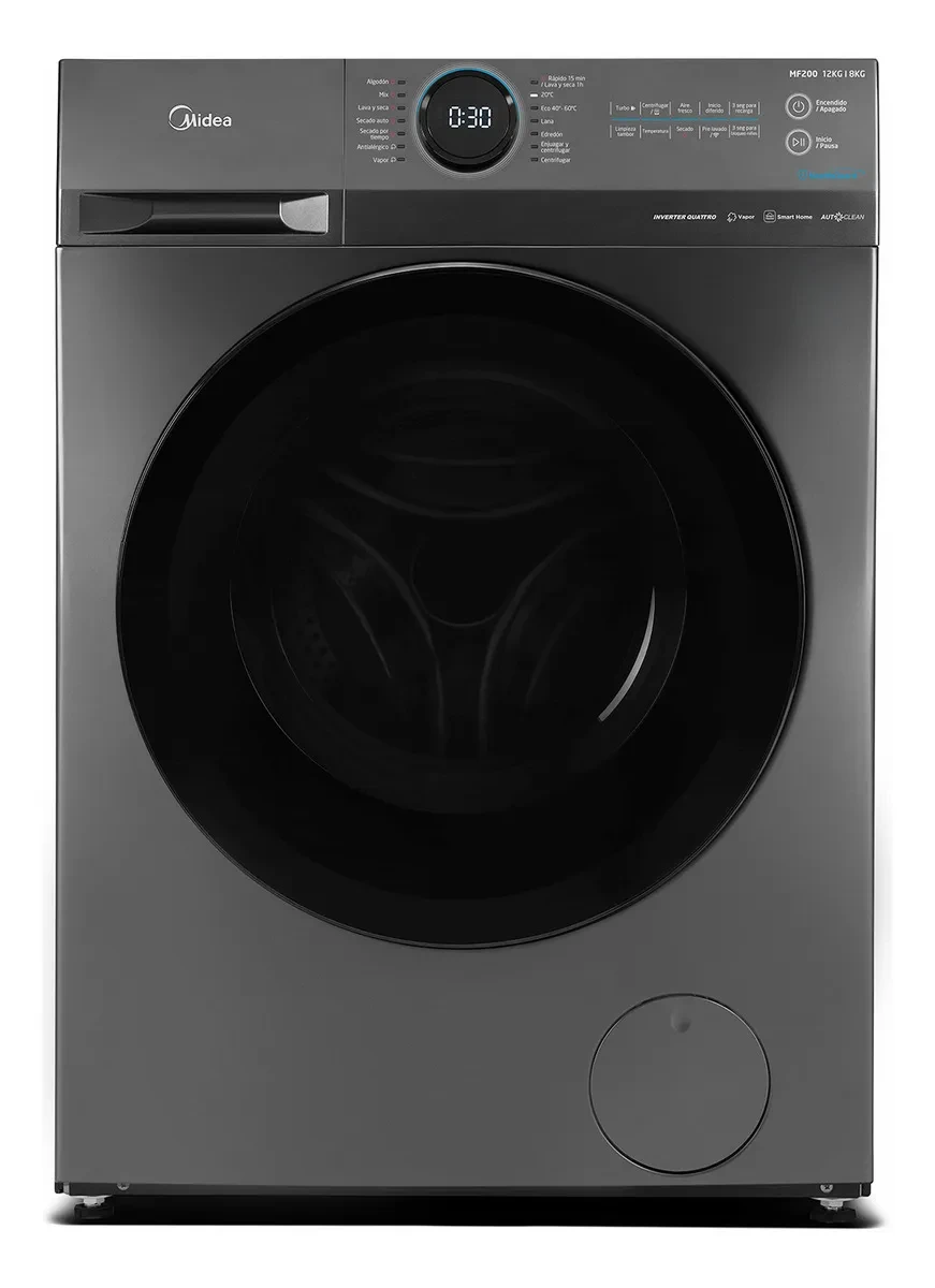 Lavasecarropas Midea Inverter Smart 12 Kg Mf200d120b/t-a1 Color Gris oscuro