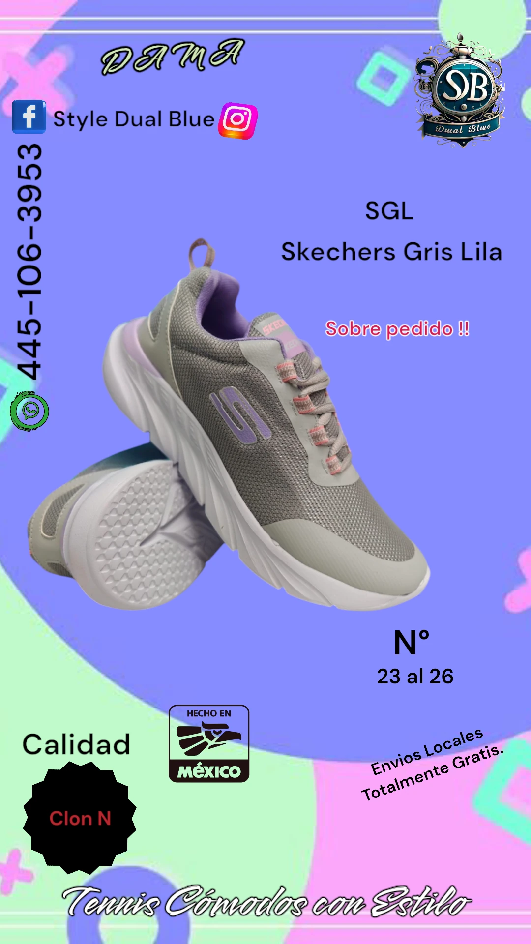 Skechers Gris Lila