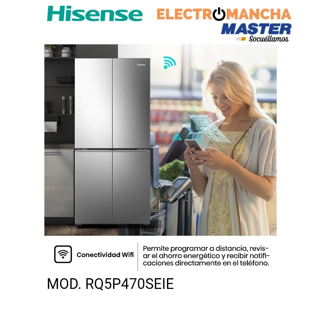 FRIGO AMERICANO HISENSE RQ5P470SEIE 4 PUERTAS INOX 483 LITROS E 8