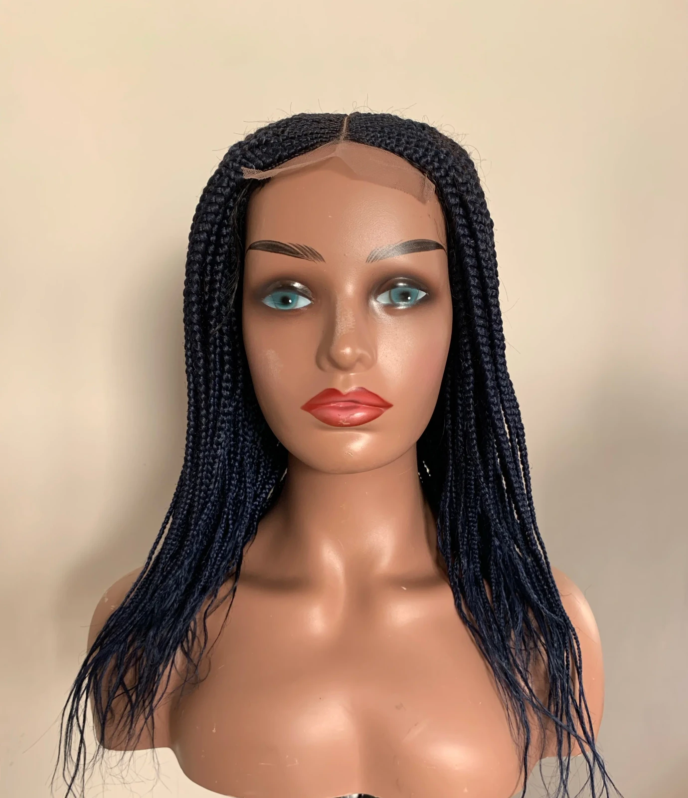 Peluca de trenzas 14” azul oscuro 
