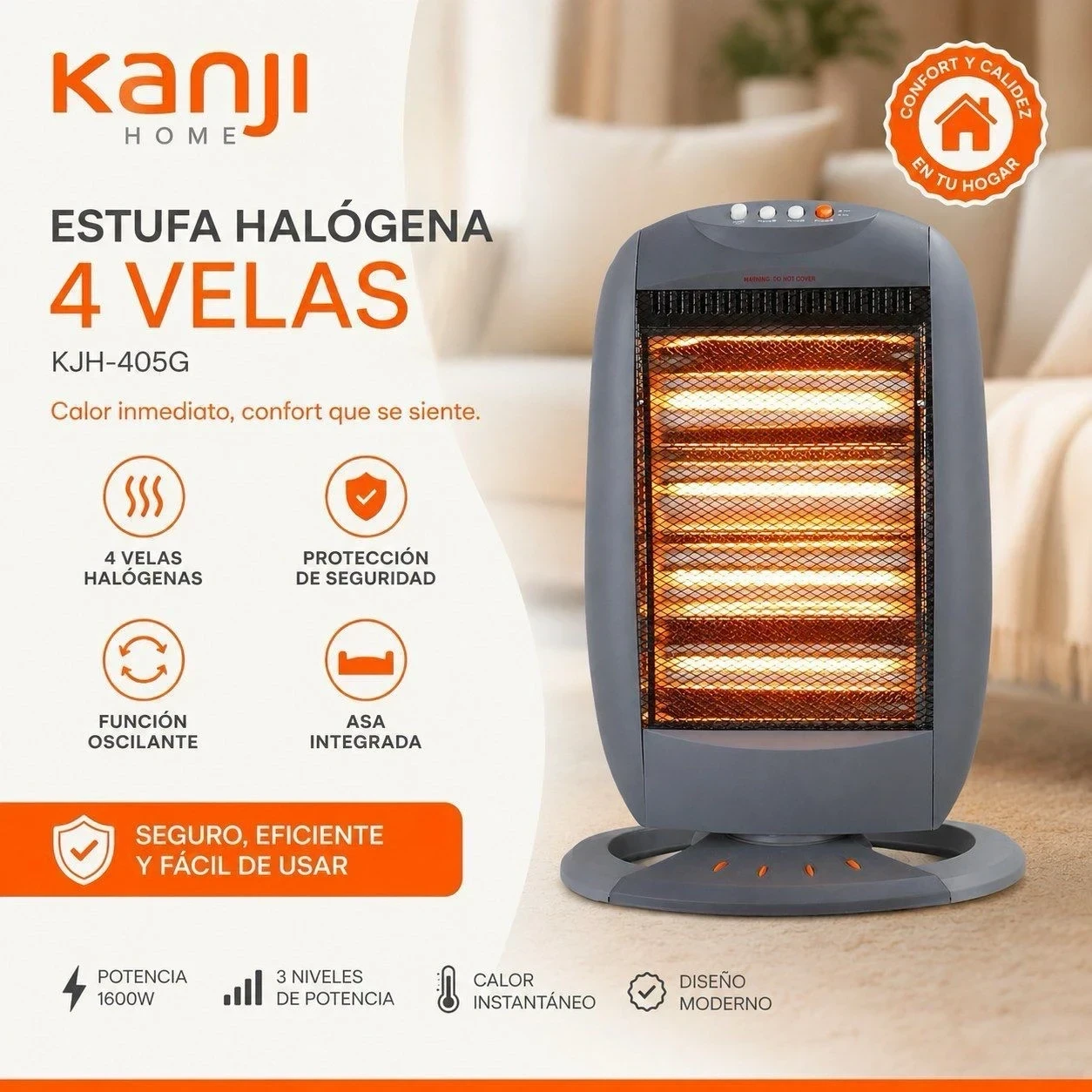 ESTUFA HALOGENA 4 VELAS KANJI HOME