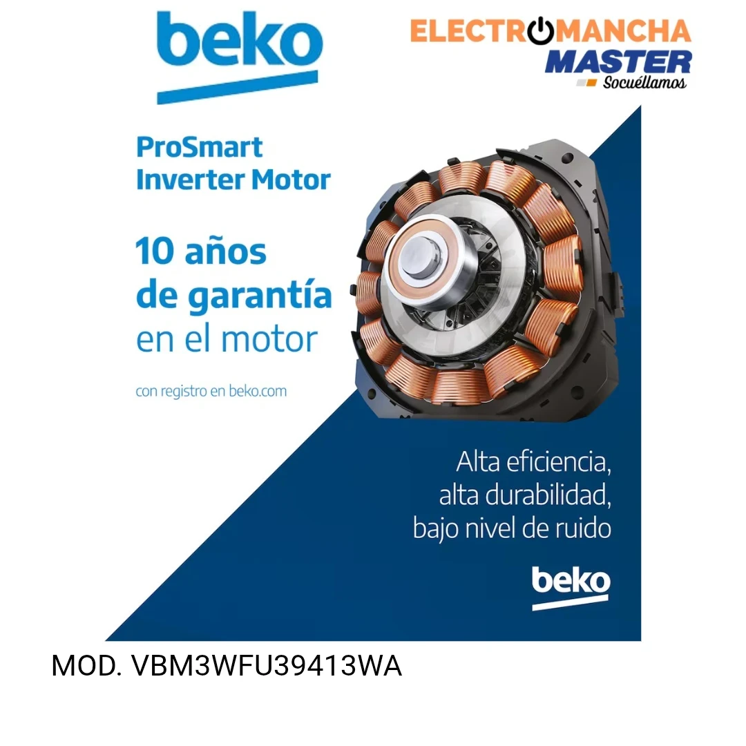 LAVADORA BEKO VBM3WFT39413WA 9 KILOS 1400 RPM. A 7