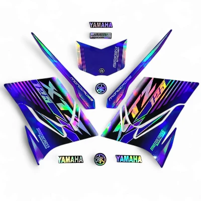 XTZ 125 Calcomanias 2024 Tornasol azul con lineas morado