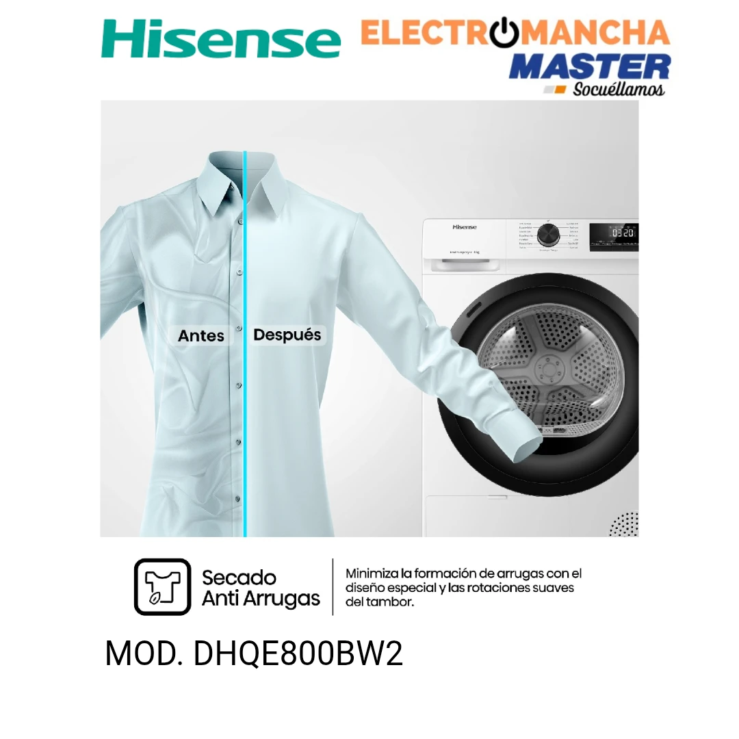 SECADORA HISENSE DHQE800BW2  B. DE CALOR 8 KG A++ 7