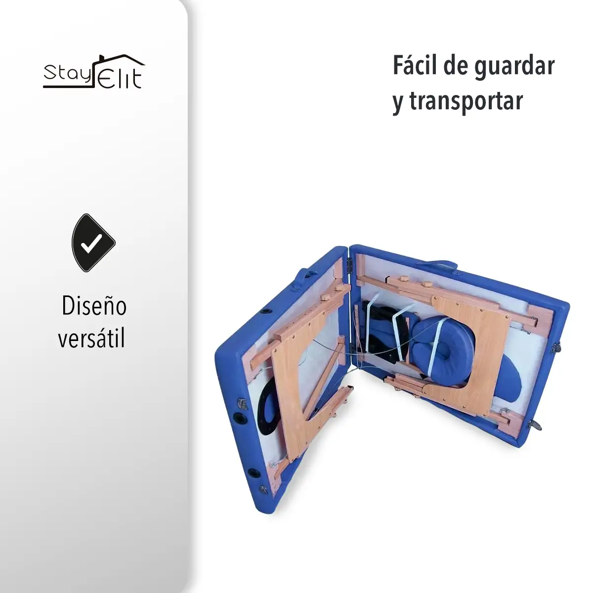 Camilla para masaje plegable, portátil y reclinable color azul Lenivé 4