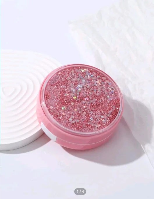 estuche redondo con glitter y estrellas 3