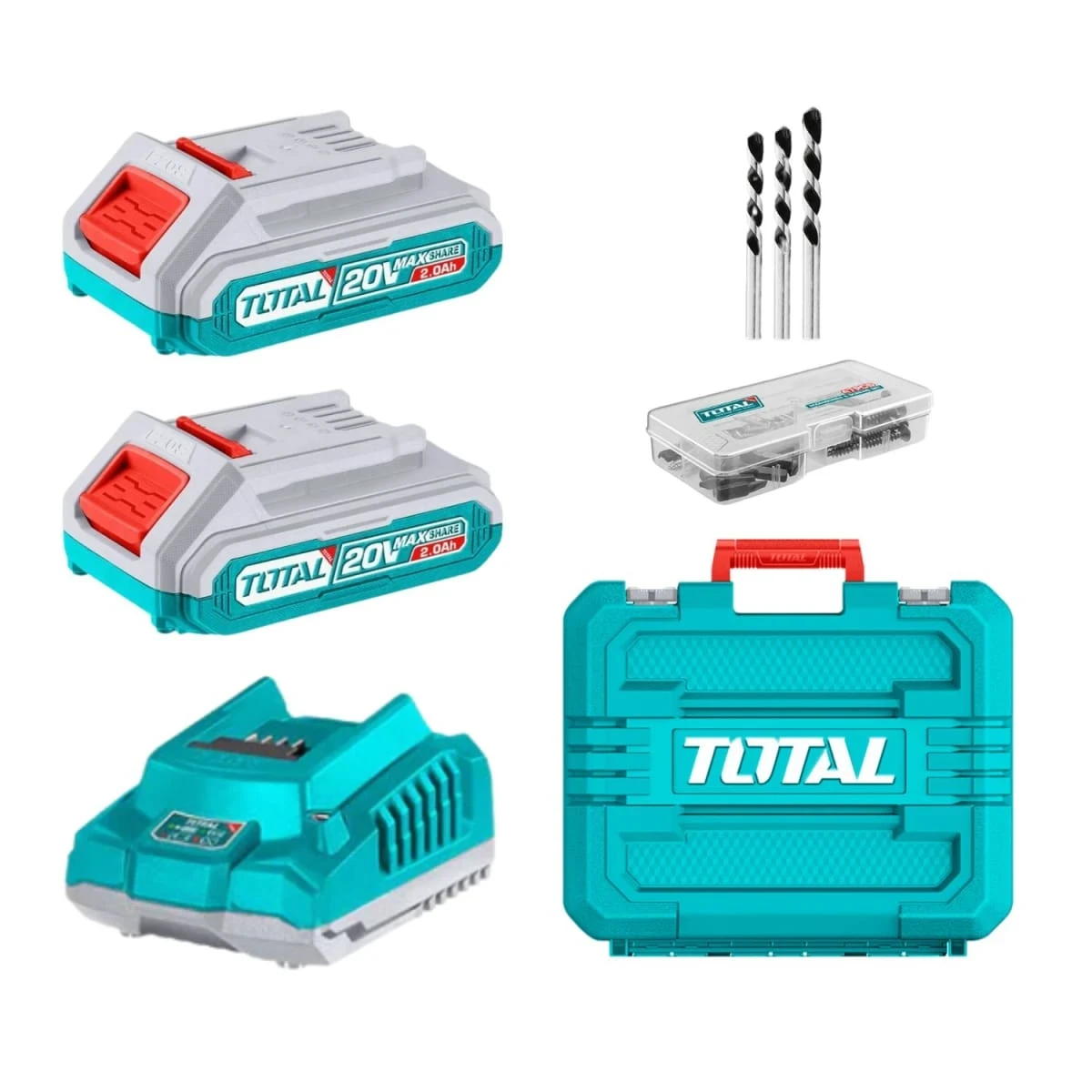 TIDLI20768 Taladro percutor 76nm + 2 baterías y cargador industrial total 3