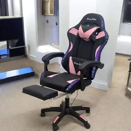 Silla Gamer STAR VISION Negro/Rosa C/Luz 2