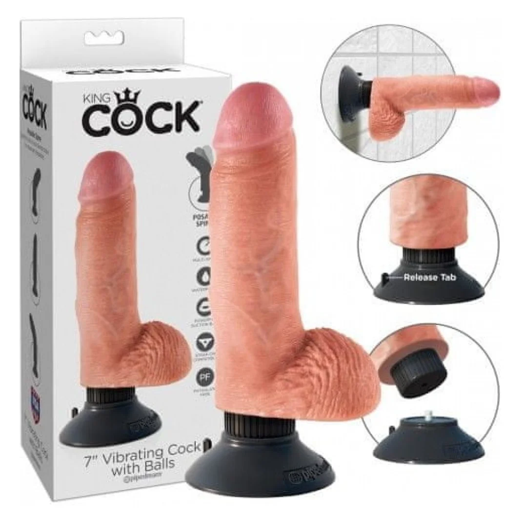 King Cock 7 Vibrating Cock with Balls Flesh