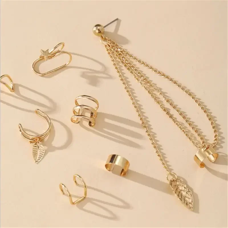 Set x7 Ear Cuff Lenna Dorados REF: B30 2