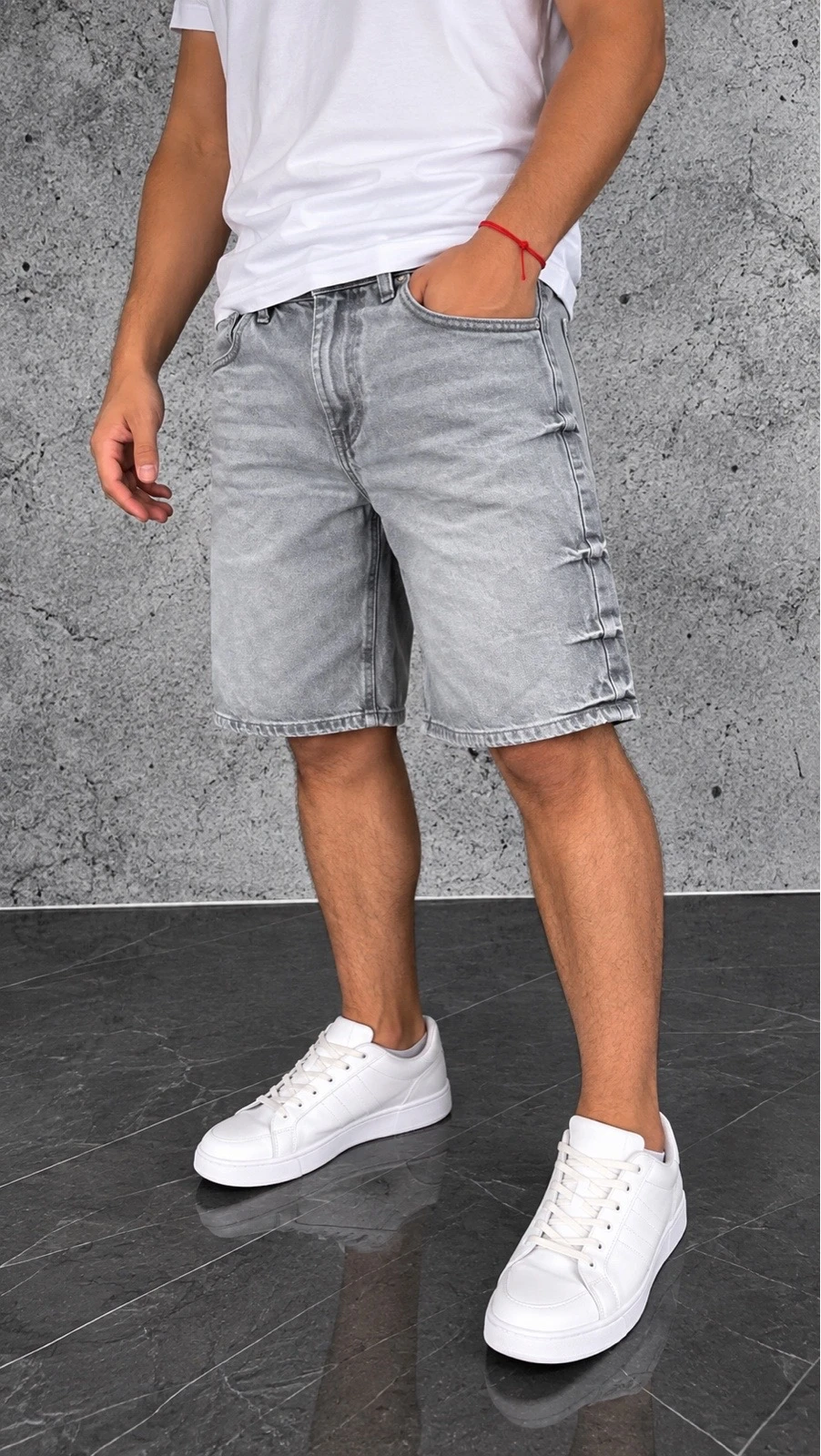 BERMUDAS JEANS MOM GRIS